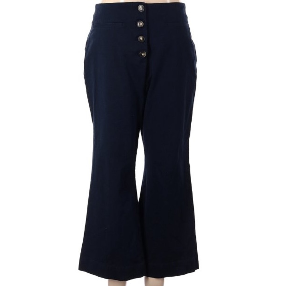 Ann Taylor Factory Navy Blue Crop Wide Leg pants. Button Up Size 4.